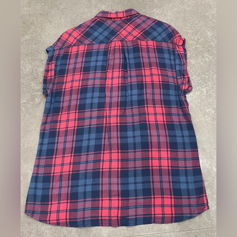 Rails Sleeveless Button Down Red & Blue Plaid Fla… - image 2